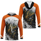 Sweat À Capuche Pêche Carpiste  - Orange & Blanc Personnalisé - Long Sleeves Hoodie Homme