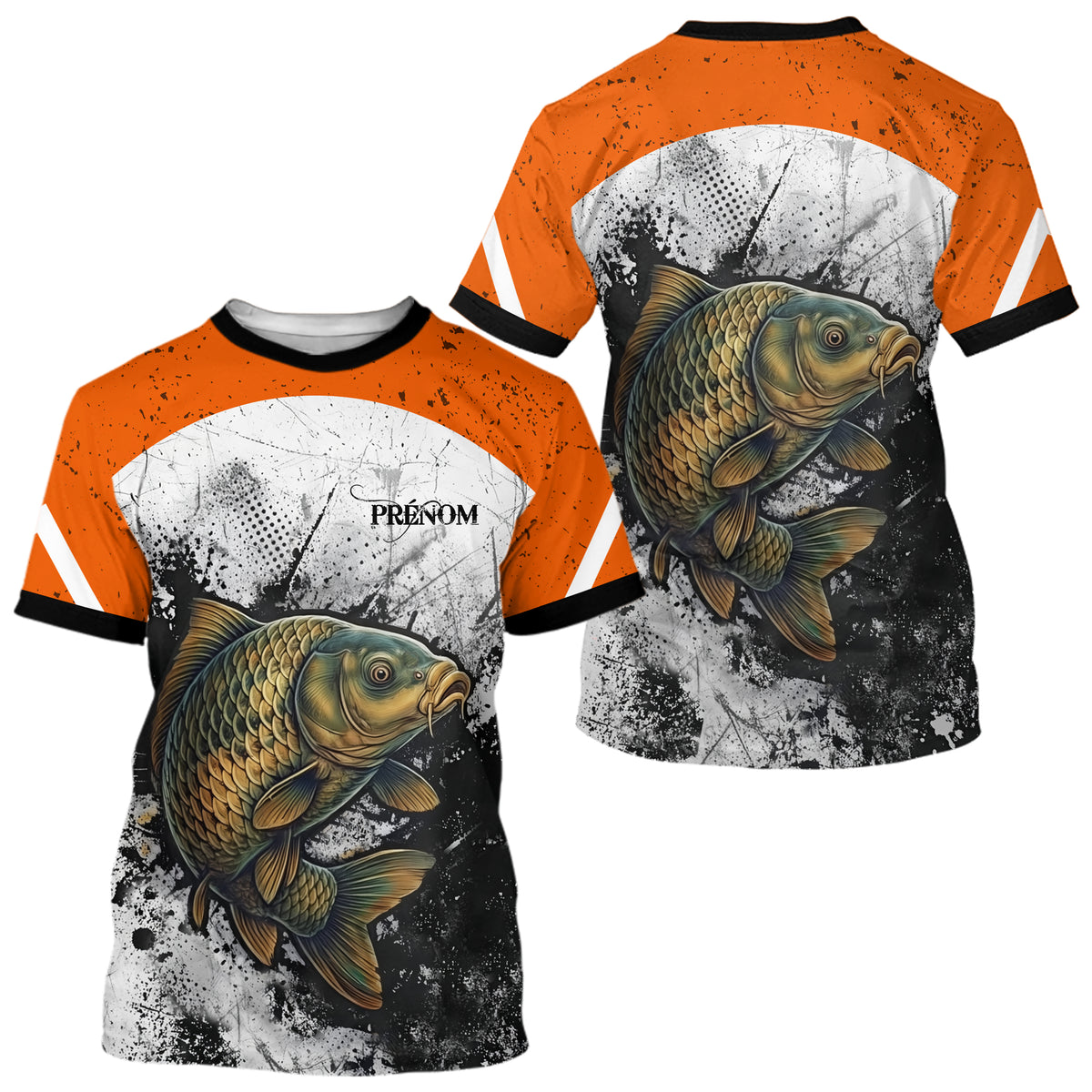 Sweat À Capuche Pêche Carpiste  - Orange & Blanc Personnalisé - T-Shirt Homme