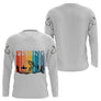 Sweat Capuche Pêcheur Gris Vintage Manches Longues - Motif Hameçon - Long Sleeves Homme