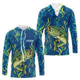Sweat à Capuche Pêcheur Personnalisé – Black-Bass Bleues Homme - Long Sleeves Hoodie Homme