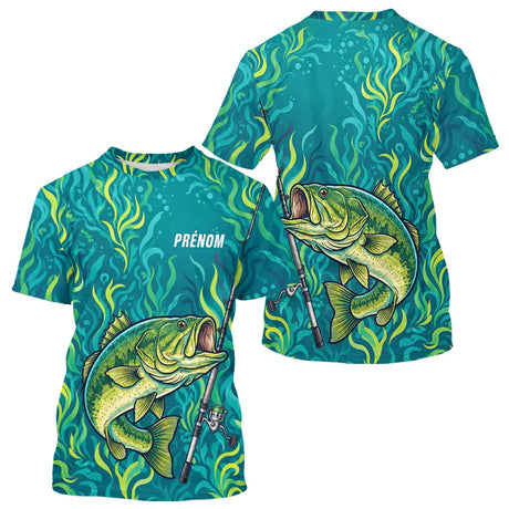 Sweat à Capuche Pêcheur Personnalisé – Black-Bass Vert Homme - T-Shirt Homme