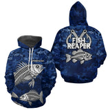 Sweat à Capuche Pêcheur Squelette Camo Bleu - Design Homme Personnalisé - Hoodie Homme