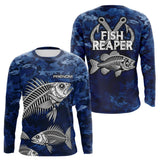 Sweat à Capuche Pêcheur Squelette Camo Bleu - Design Homme Personnalisé - Long Sleeve Homme