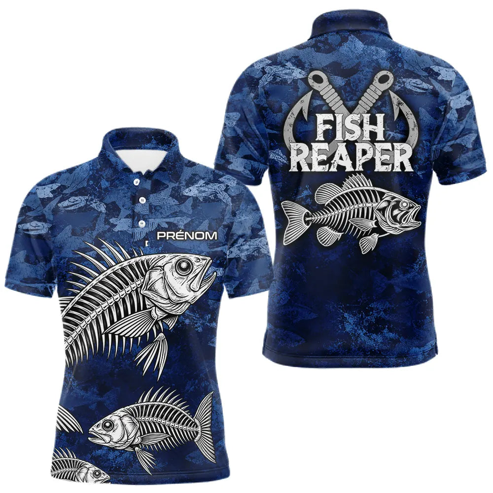 Sweat à Capuche Pêcheur Squelette Camo Bleu - Design Homme Personnalisé - Polo Homme