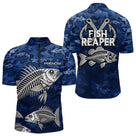 Sweat à Capuche Pêcheur Squelette Camo Bleu - Design Homme Personnalisé - Polo Zippé Homme