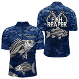 Sweat à Capuche Pêcheur Squelette Camo Bleu - Design Homme Personnalisé - Polo Zippé Homme