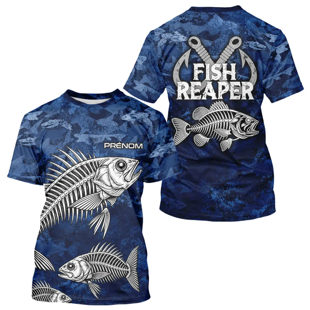 Sweat à Capuche Pêcheur Squelette Camo Bleu - Design Homme Personnalisé - T-Shirt Homme
