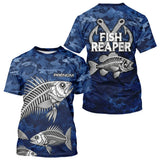 Sweat à Capuche Pêcheur Squelette Camo Bleu - Design Homme Personnalisé - T-Shirt Homme