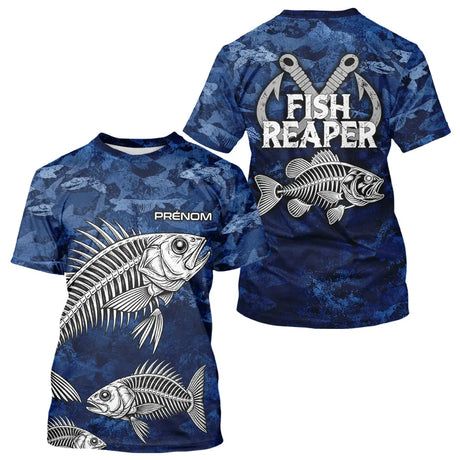 Sweat à Capuche Pêcheur Squelette Camo Bleu - Design Homme Personnalisé - T-Shirt Homme