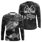 Sweat à Capuche Pêcheur Squelette Camo Noir - Design Homme Personnalisé - Long Sleeves Homme