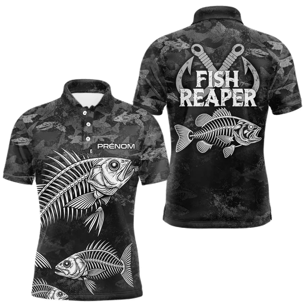 Sweat à Capuche Pêcheur Squelette Camo Noir - Design Homme Personnalisé - Polo Homme