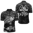 Sweat à Capuche Pêcheur Squelette Camo Noir - Design Homme Personnalisé - Polo Zippé Homme