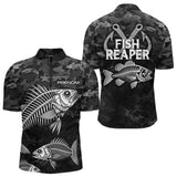 Sweat à Capuche Pêcheur Squelette Camo Noir - Design Homme Personnalisé - Polo Zippé Homme