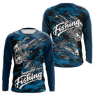 Sweat à Capuche Pêcheur Squelette Poisson - Bleu Et Noir - Long Sleeves Homme