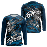 Sweat à Capuche Pêcheur Squelette Poisson - Bleu Et Noir - Long Sleeves Homme
