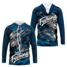 Sweat à Capuche Pêcheur Squelette Poisson - Bleu Et Noir - Long Sleeves Hoodie Homme