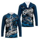 Sweat à Capuche Pêcheur Squelette Poisson - Bleu Et Noir - Long Sleeves Hoodie Homme