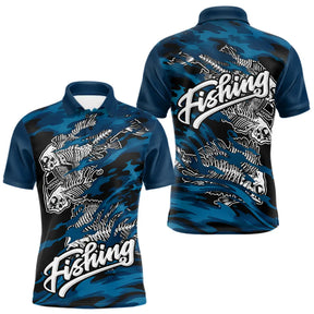 Sweat à Capuche Pêcheur Squelette Poisson - Bleu Et Noir - Polo Homme