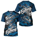 Sweat à Capuche Pêcheur Squelette Poisson - Bleu Et Noir - T-Shirt Homme