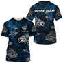 Sweat à Capuche Pêcheur Squelette Poisson - Personnalisé Bleu - T-Shirt Homme