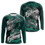 Sweat à Capuche Pêcheur Squelette Poisson - Vert Et Noir - Long Sleeves Homme