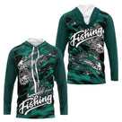 Sweat à Capuche Pêcheur Squelette Poisson - Vert Et Noir - Long Sleeves Hoodie Homme