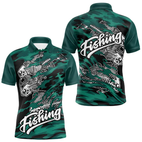 Sweat à Capuche Pêcheur Squelette Poisson - Vert Et Noir - Polo Homme