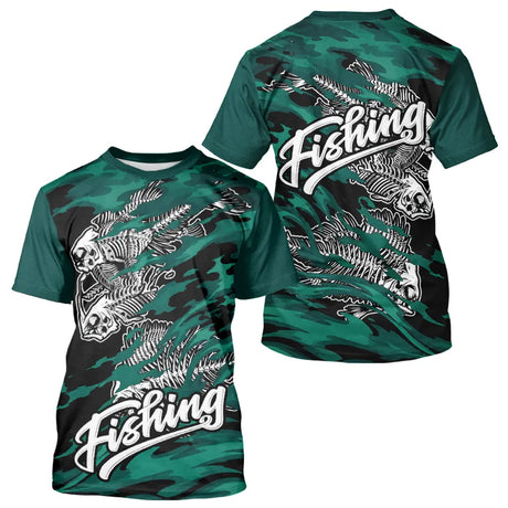 Sweat à Capuche Pêcheur Squelette Poisson - Vert Et Noir - T-Shirt Homme