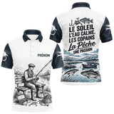 Sweat Capuche Pêcheur Vintage Personnalisé - Blanc Et Bleu - Polo Homme