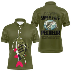 Sweat Capuche Vert Olive - Super Papa Pêcheur - Polo Homme