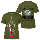 Sweat Capuche Vert Olive - Super Papa Pêcheur - T-Shirt Homme