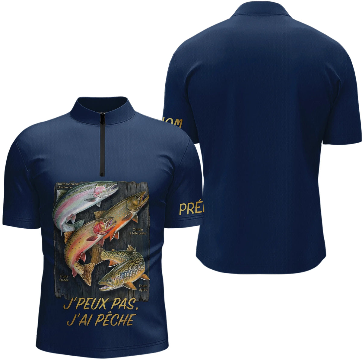Sweat J'peux Pas J'ai Pêche Bleu - Cadeau Passionné Truite - Polo Zippé Homme