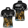Sweat Noir Pêche Carpe Personnalisé - Style Heart Beat - Polo Homme