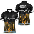 Sweat Noir Pêche Carpe Personnalisé - Style Heart Beat - Polo Homme
