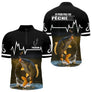 Sweat Noir Pêche Carpe Personnalisé - Style Heart Beat - Polo Zippé Homme