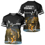 Sweat Noir Pêche Carpe Personnalisé - Style Heart Beat - T-Shirt Homme