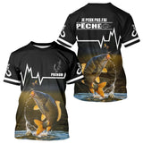 Sweat Noir Pêche Carpe Personnalisé - Style Heart Beat - T-Shirt Homme