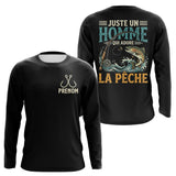 Sweat Pêcheur Noir Personnalisé - Juste Un Homme - Long Sleeves Homme