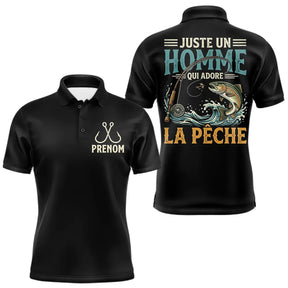 Sweat Pêcheur Noir Personnalisé - Juste Un Homme - Polo Homme