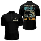 Sweat Pêcheur Noir Personnalisé - Juste Un Homme - Polo Zippé Homme