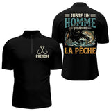 Sweat Pêcheur Noir Personnalisé - Juste Un Homme - Polo Zippé Homme