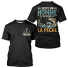 Sweat Pêcheur Noir Personnalisé - Juste Un Homme - T-Shirt Homme