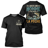 Sweat Pêcheur Noir Personnalisé - Juste Un Homme - T-Shirt Homme
