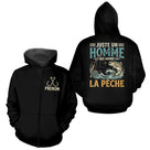 Sweat Pêcheur Noir Personnalisé - Juste Un Homme - Zippé Hoodie Homme