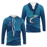 T-Shirt Cadeau Pêcheur Brochet Personnalisé Bleu - Anti UV - Long Sleeves Hoodie Homme