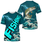 T-Shirt Pêche Brochet Personnalisé - Bleu Émeraude Anti-UV - T-Shirt Homme