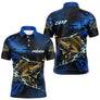 T-Shirt Pêche Carpe All-Over - Bleu & Noir Personnalisé Prénom - Polo Homme