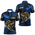T-Shirt Pêche Carpe All-Over - Bleu & Noir Personnalisé Prénom - Polo Homme