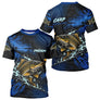 T-Shirt Pêche Carpe All-Over - Bleu & Noir Personnalisé Prénom - T-Shirt Homme