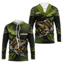 T-Shirt Pêche Carpe All-Over - Green & Noir Personnalisé Prénom - Long Sleeve Hoodie Homme